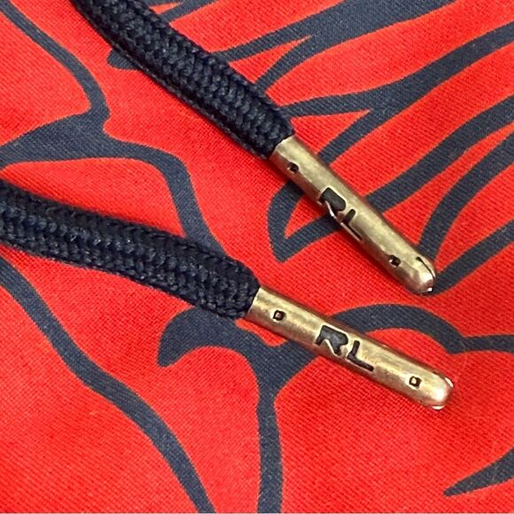 Vintage Polo Ralph Lauren Red Navy Floral Swim Trunks L (33" Waist) - Picture 6 of 9